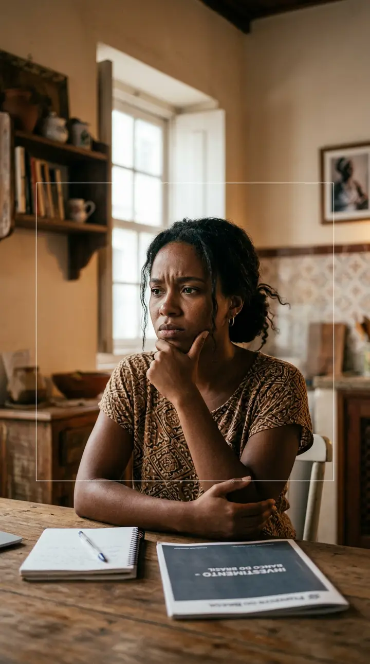 Mulher avaliando sua situação financeira